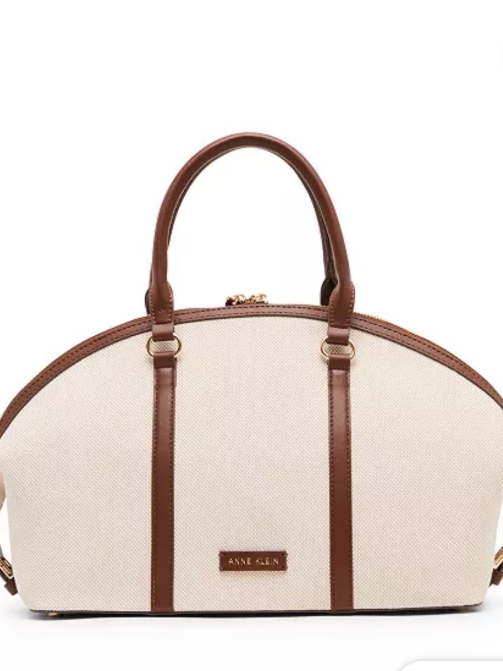 Anne Klein Cream and Brown Dome Satchel